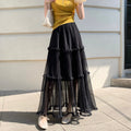 Sweet Pleated Half Skirt Korean Style Holiday Photo Long Atmosphere Spring Summer Cotton Blend Polyester Fiber Midi Skirt