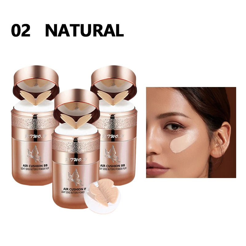 Air Cushion BB Cream Moisturizing Oil Control Waterproof Foundation Concealer For All Skin Types Butterfly Powder Puff