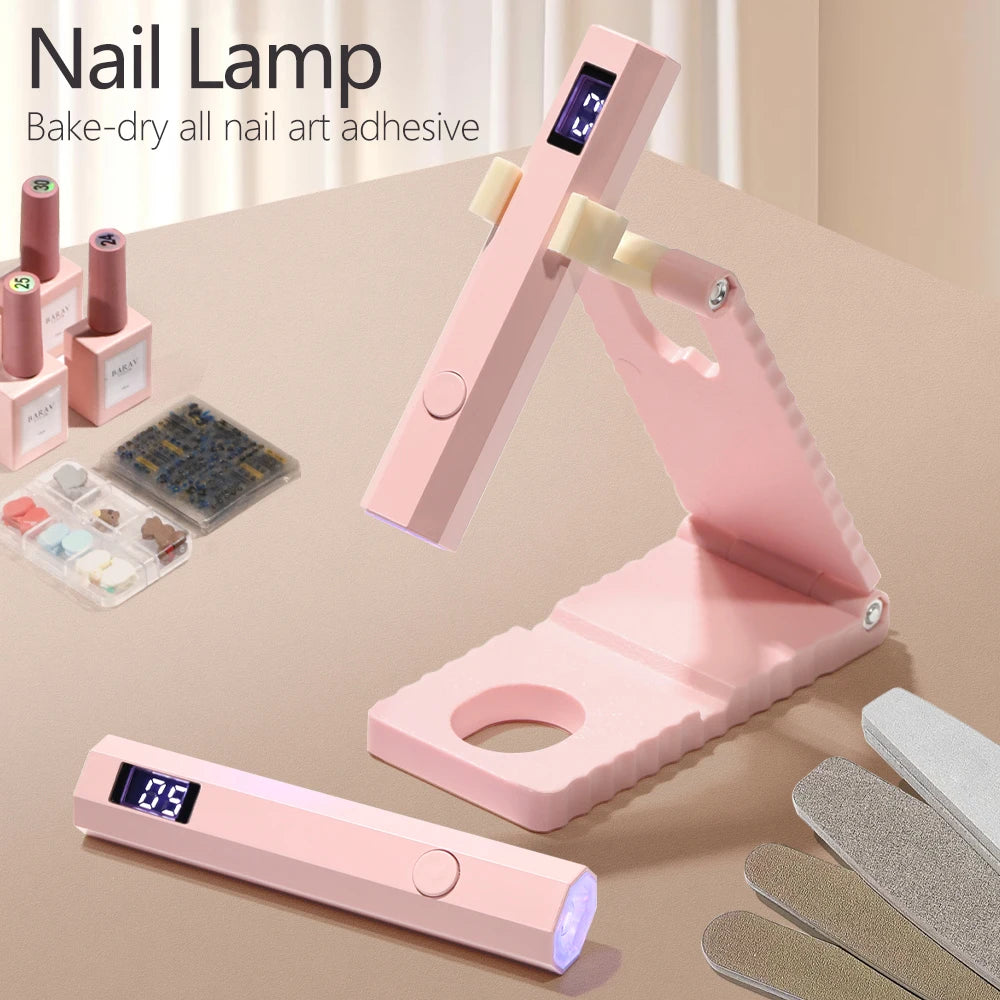 YIKOOLIN Portable Rechargeable UV LED Nail Dryer Mini Gel Polish Curing Lamp 2 Timing Modes USB Charging Manicure Tool Home Use