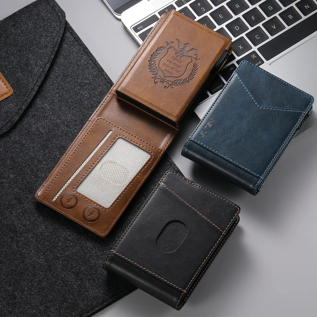SUTENI Card Slot Wallet Flip Cover Faux Leather Card Box Pressing The Button Automatically Ejects The Card