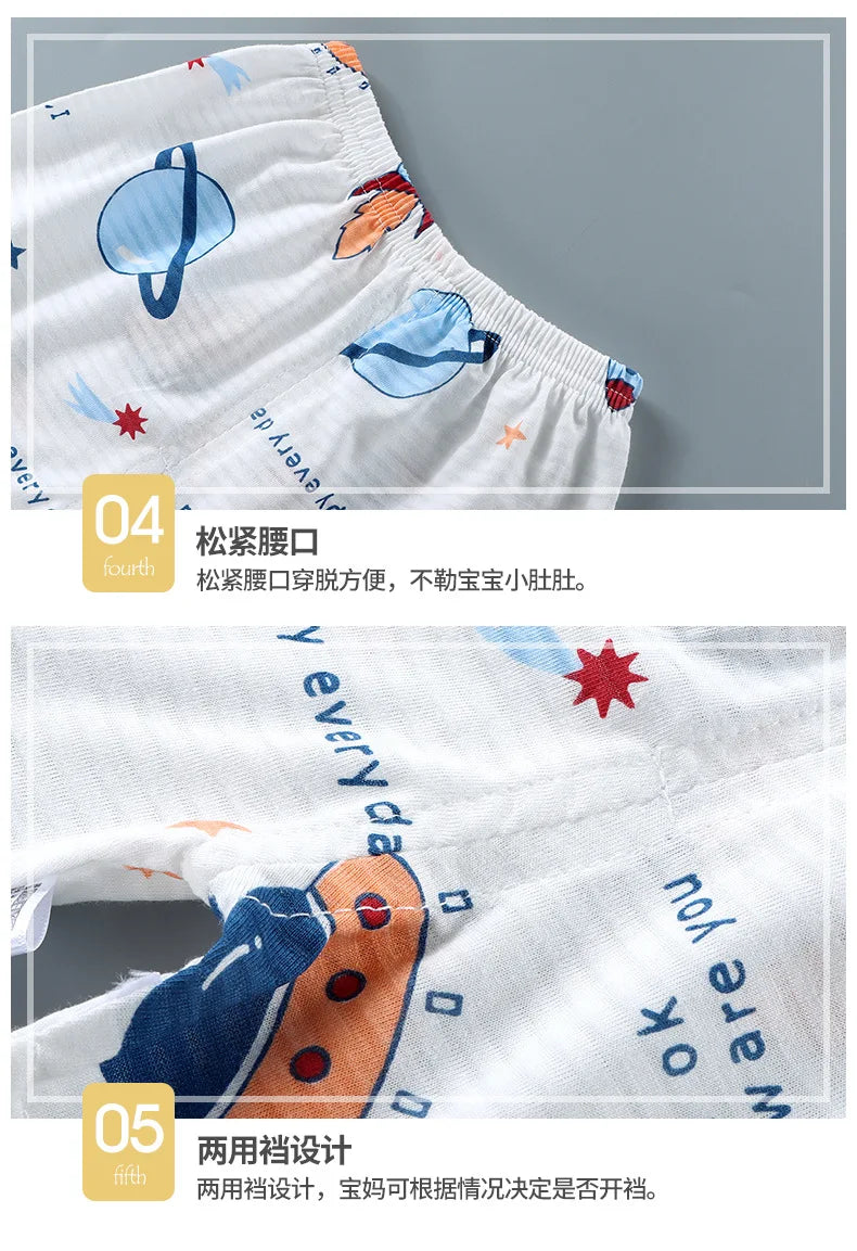 Wistful Smile Children's Cotton Pajama Set - Short Sleeve Cartoon