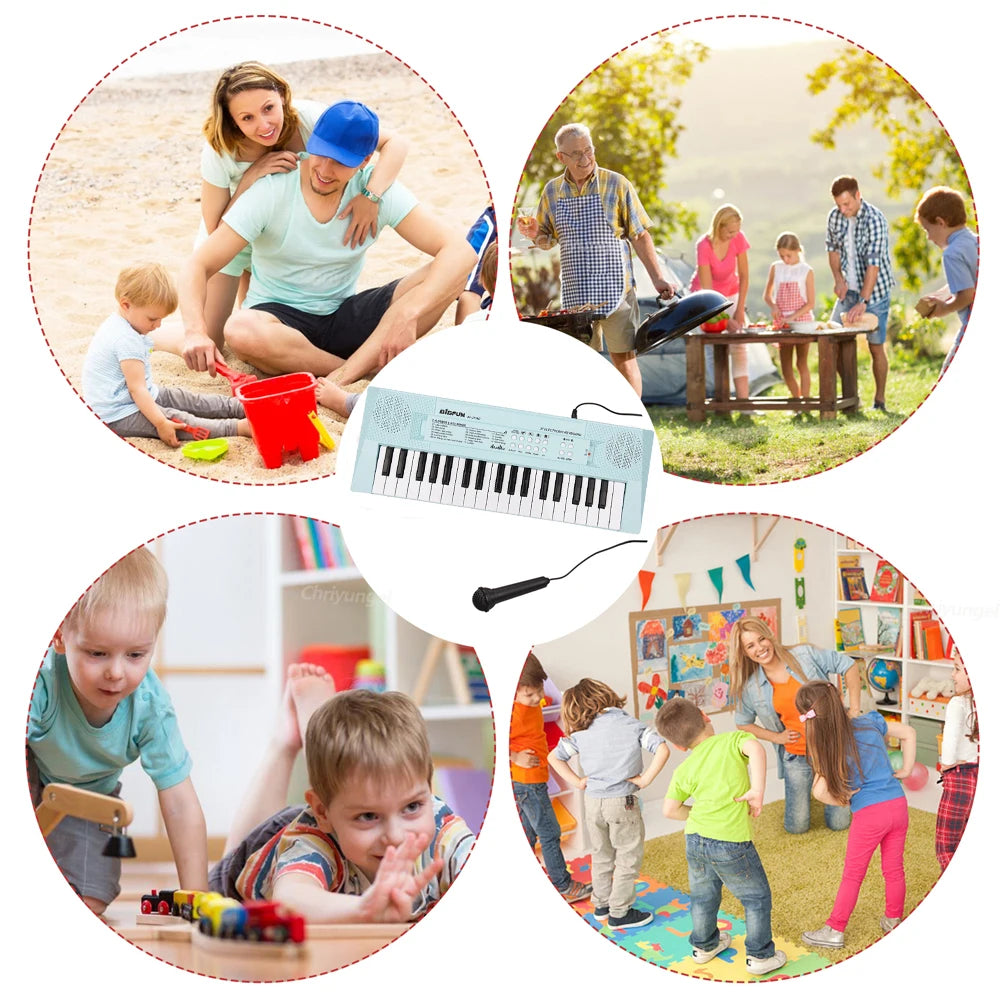 37 Keys Electronic Piano Keyboards with Microphone Rechargeable Education Toys Musical Instrument Gifts for Boys Girls