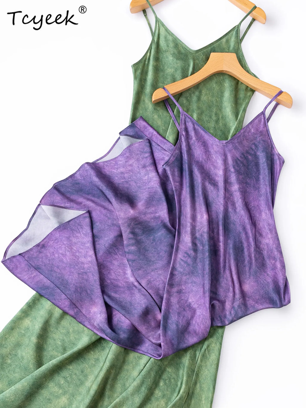 Tcyeek 100% Natural Mulberry Silk Womens Dresses Summer Clothes Elegant Fashion Dress 21MM Silk Maxi Dress 2026 Платье Женское