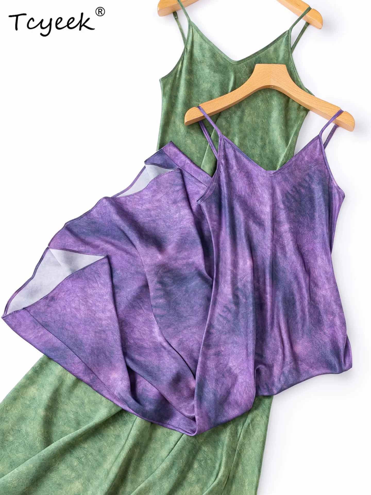Tcyeek 100% Natural Mulberry Silk Womens Dresses Summer Clothes Elegant Fashion Dress 21MM Silk Maxi Dress 2026 Платье Женское