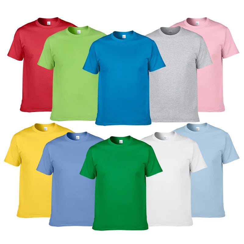 Summer Style High Quality 100% Cotton Solid Color T Shirt Men Pure Color Tees Brand Short Sleeve T-Shirt Male Clothing