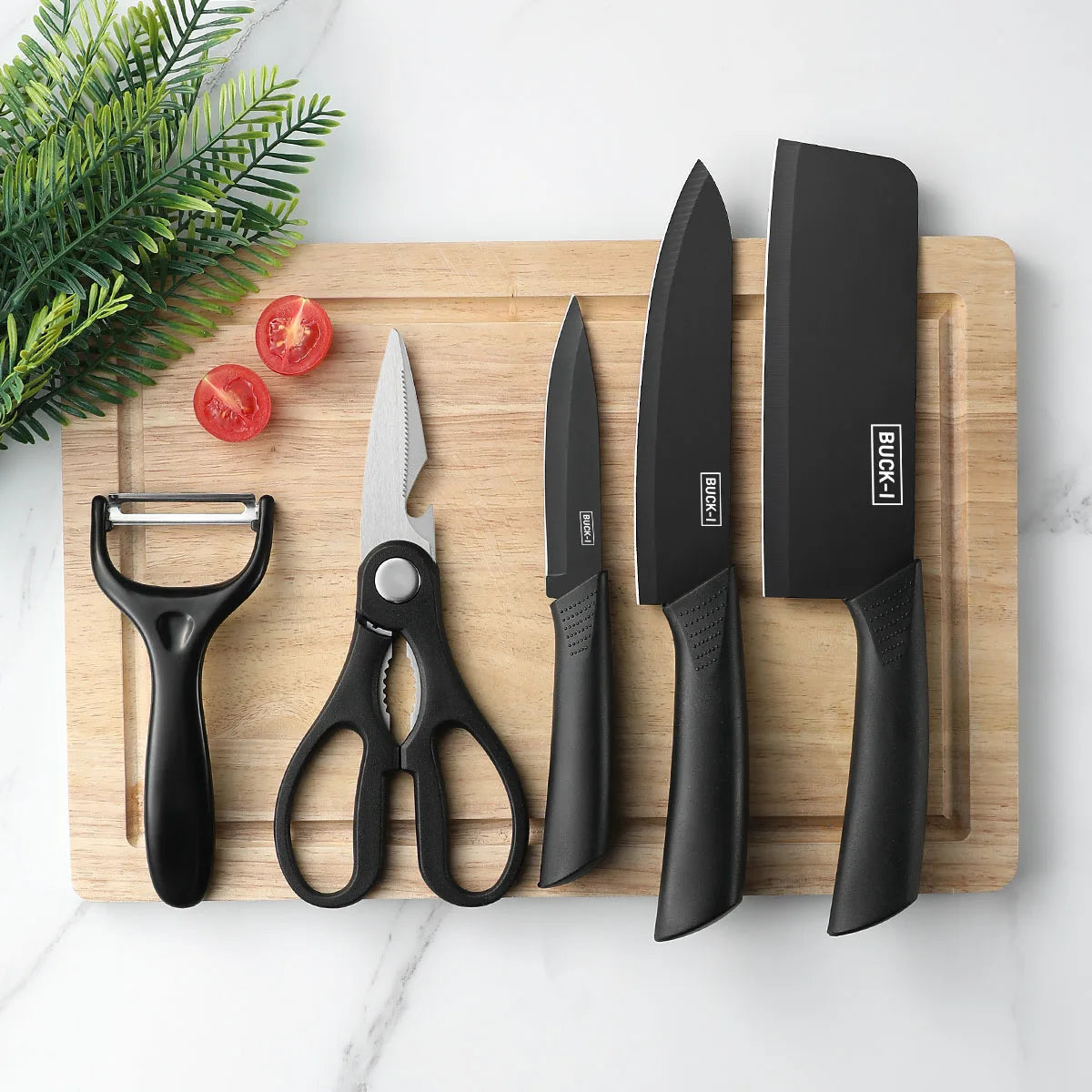 Juego de cuchillos de cocina de 3/5 piezas, juego de cuchillos de acero negro de alta calidad, cuchillos de regalo de acero inoxidable, utensilios de cocina para el hogar
