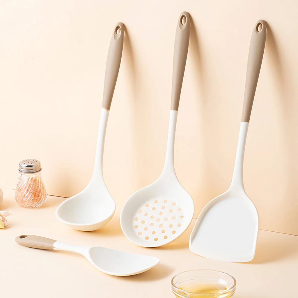 4pcs Silicone Kitchenware Utensils Set Pot Shovel Leaky Spoon Soup Spoon Ladle Cooking Set Party Home Kitchen Tools