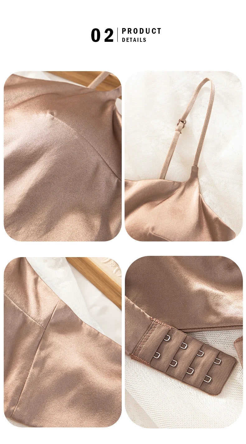 Women's Silk Bra, 93%Silk 7%Spandex Underwear,  Full Cup, Comfortable Female Underwear, Thin padding Brassiere, Camis style