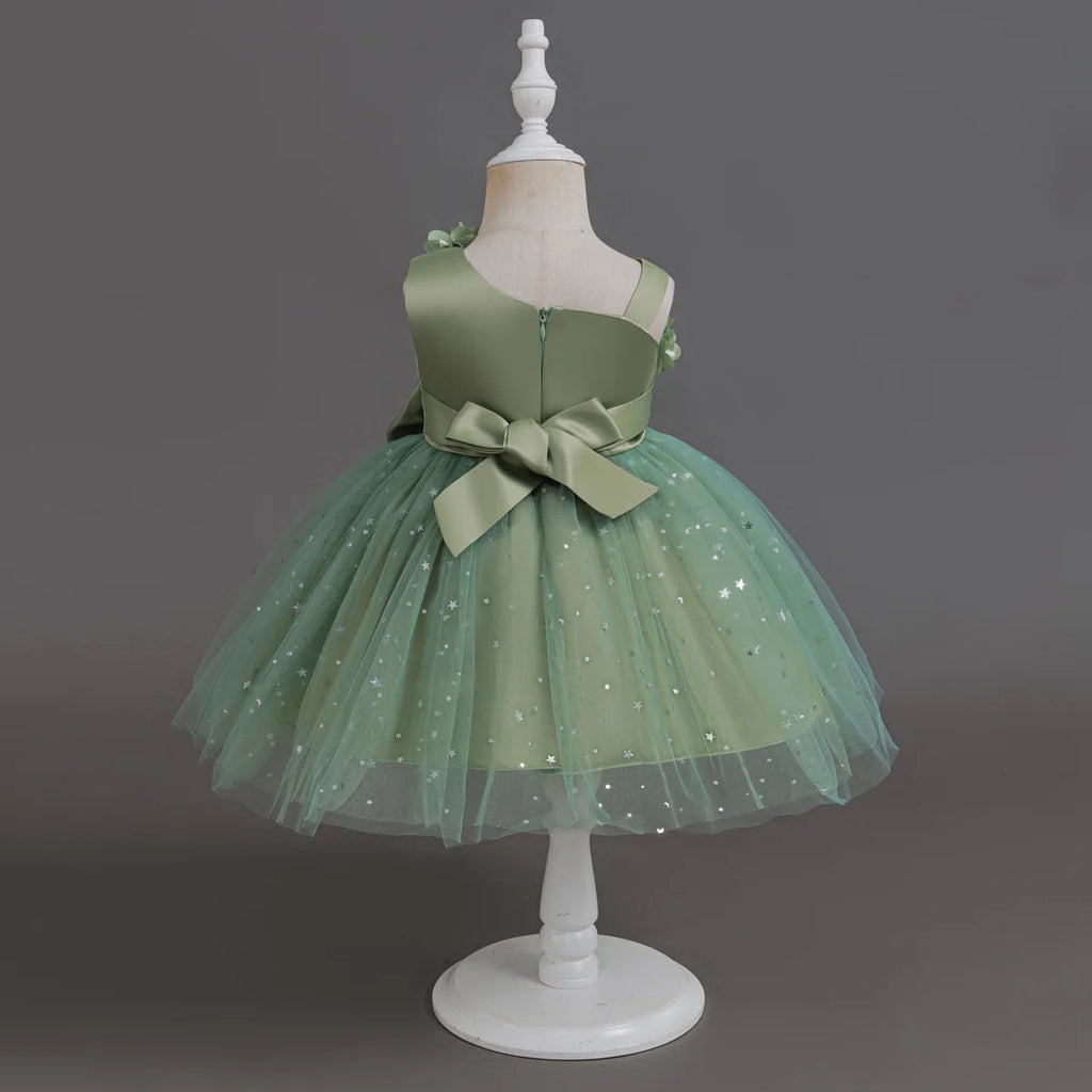 HETISO Baby Girls Dress Sling Elegant Kids Star Printed Birthday Party Ball Gown Children Costume Gown 6M-3 Years