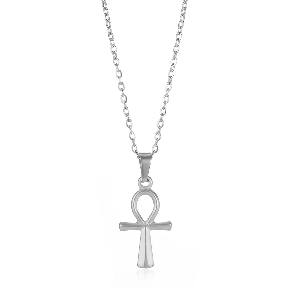 Stainless Steel Jesus Cross Necklace For Women'S Men Gold Color Caravaca Angels Crucifix Charm Choker Rapper Jewelry Hip Hop