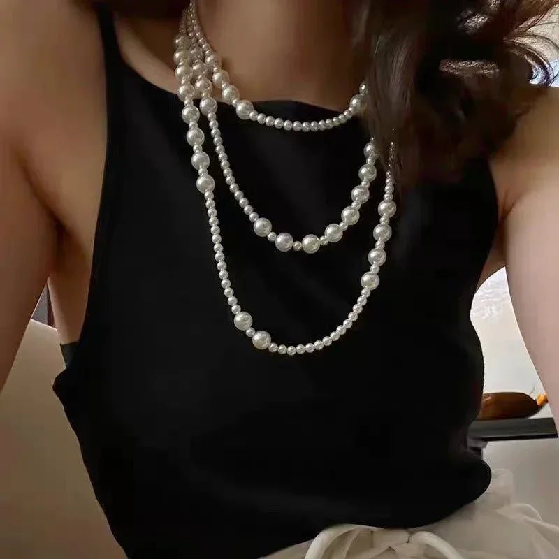 Multi-Layer Imitation Pearl Bead Necklace for Women