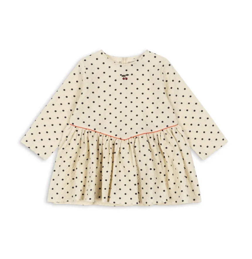 Summer 2026 Ks Girls Polka Dot Print Dress Girl Vacation Long Sleeved Tops Pants Kids Preppy Style Dresses Children Clothes Set