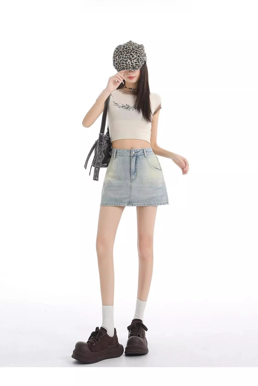 Retro American Washed Slim Fit Denim  Skirt Women Summer Hot Girl High Waist Bodycon Anti Exposure a Line Half Body Skirt