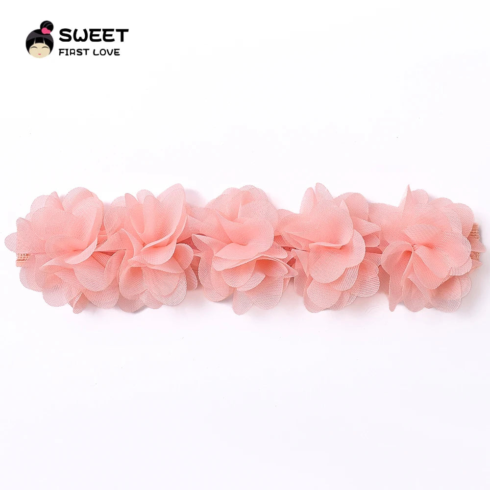 Pink Baby Flower Headband Pink Chiffon Hair Bands Handmade Diy Headwear Hair Accessories For Kids Children Newborn Toddler