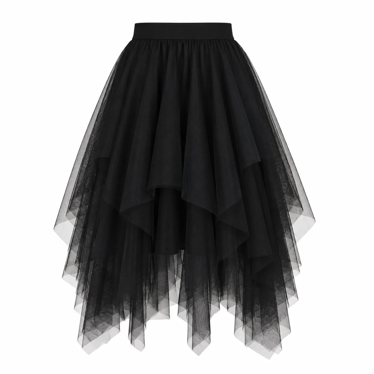 High Waist Multi-Layer Tulle Skirt Irregular Design Versatile Mid-Length Puffy Tutu Skirt for Youth Teen Girls Women