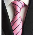 Luxury 8CM Mens Necktie Pink Color Solid Stripes Paisley Ties For Man Groom Jacquard Woven Neck Tie For Business Wedding Party