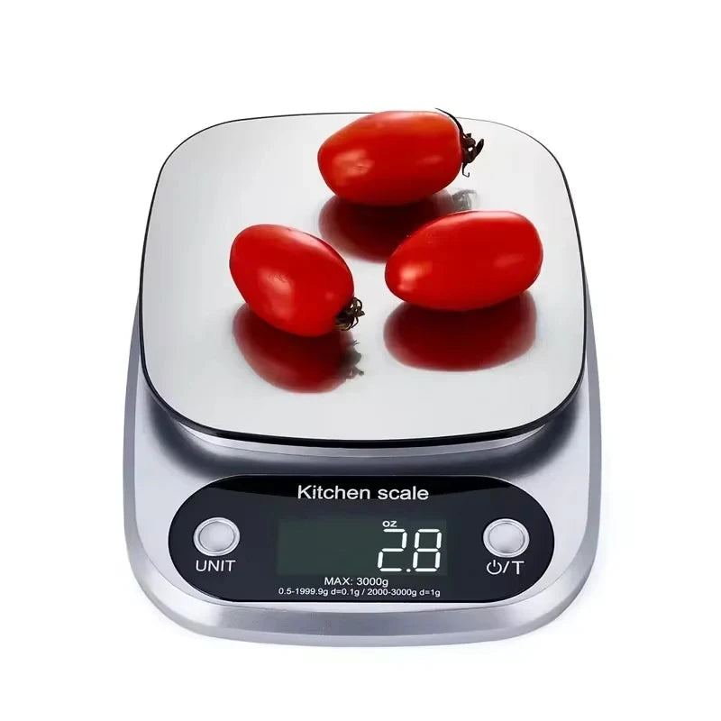 Báscula de cocina de 10 kg, báscula de cocina digital con función de tara, báscula electrónica para joyas y alimentos, pantalla LCD de acero inoxidable