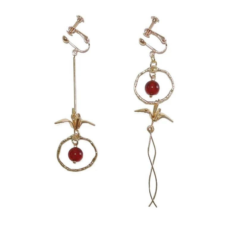 Korean Fashion Style Pearl Long Tassel Clip on Earrings for Women Simple Temperament Long Chain Non-piercing Ears Clip Earrings