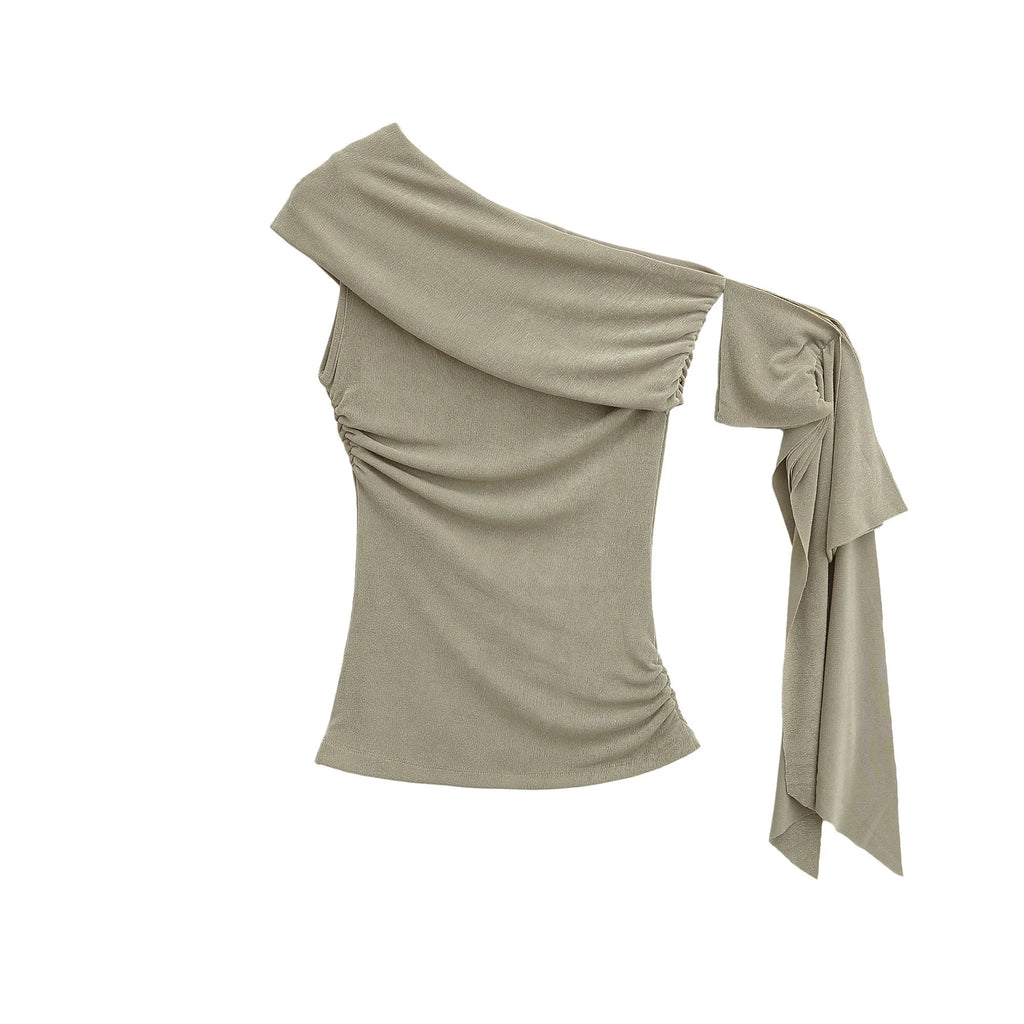 Sweet Sexy Bodycon Short Sleeve T-Shirt Shoulder Bared Pure Color Slimming Top for Trendy Women Summer Thin Fabric Cute Style