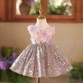 Dreamy Vow D154 Pink Flower Girl Dress Sequined Knee Length Kids Princess Wedding Birthday Holiday Party Pageant Festival Gown