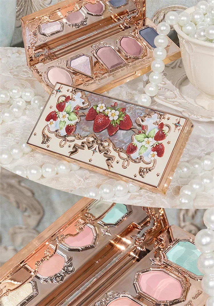 Flower Knows Series Shell Strawberry Angel Moonlight Mermaid Jewel Eyeshadow Palette 5 Colors Pearlescent Mashed Potatoes