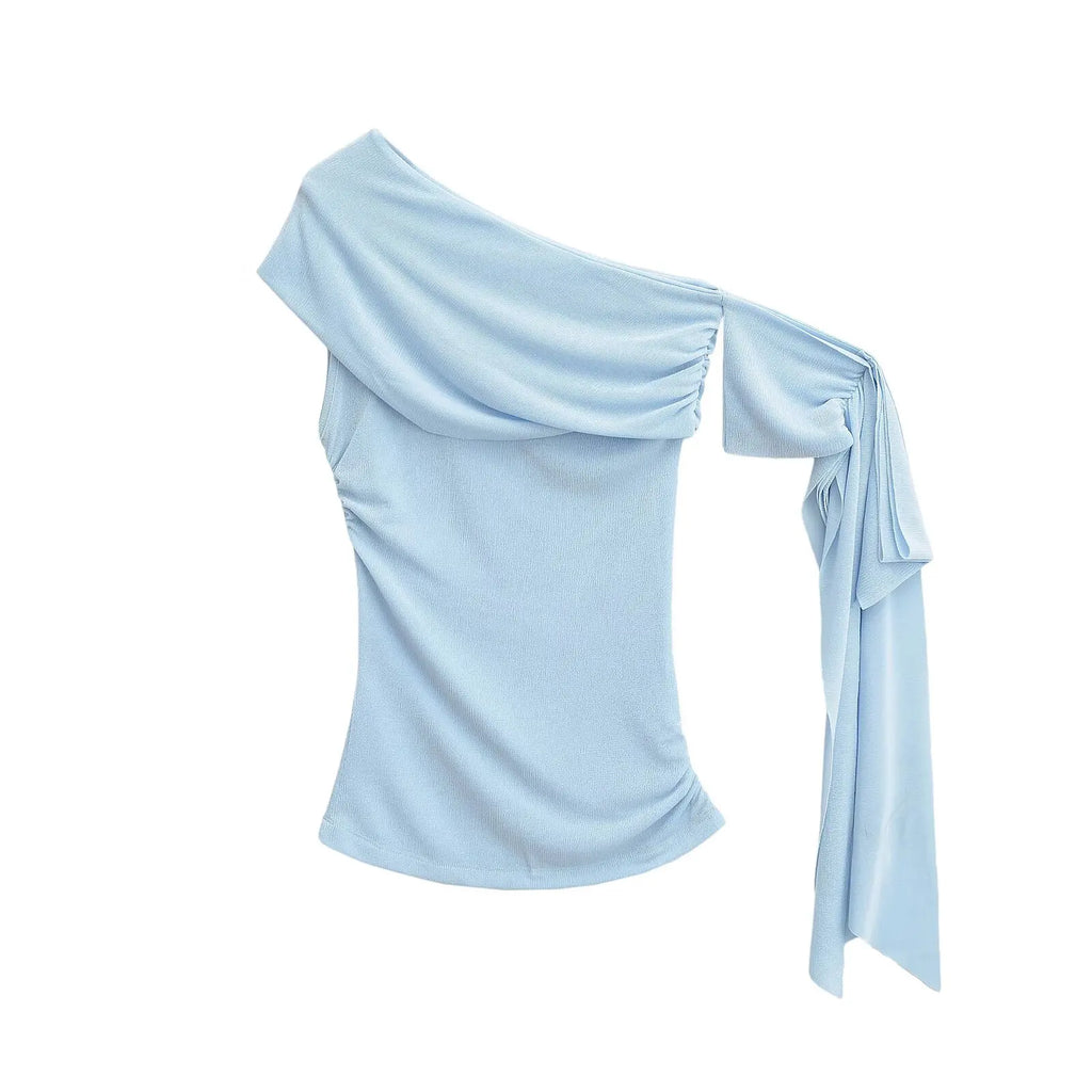 Sweet Sexy Bodycon Short Sleeve T-Shirt Shoulder Bared Pure Color Slimming Top for Trendy Women Summer Thin Fabric Cute Style