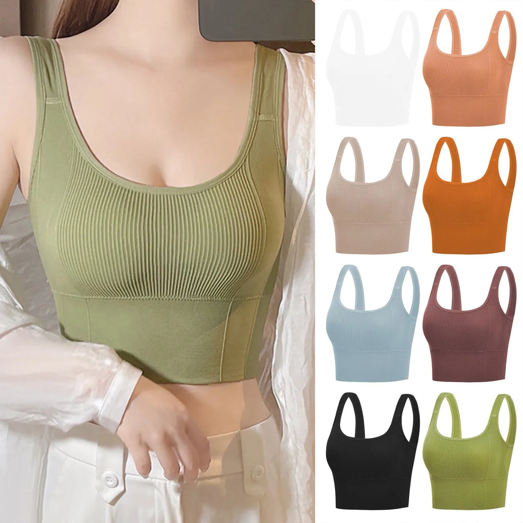 Women Summer Seamless Wireless Fixed Wide Strap Bandeau Tube Top Back Vest Casual Daily Soft Comfortable Underwear Lingerie