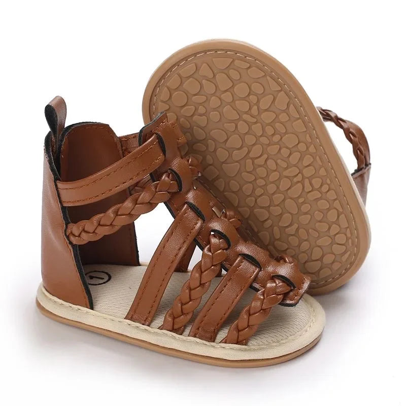 Spring and Summer High-Top Breathable Sandals for Baby Girls 0-12 Months Soft-Soled Toddler Shoes