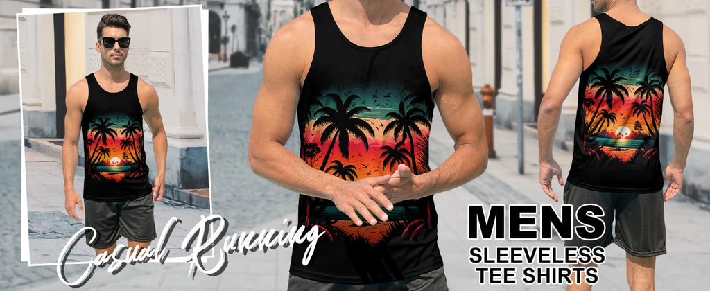 New Men's Solid Color Vest Hawaiian Comfort Clothing Men's Summer Beach Travel Clothing Quick Drying Sleeveless T-Shirt Top