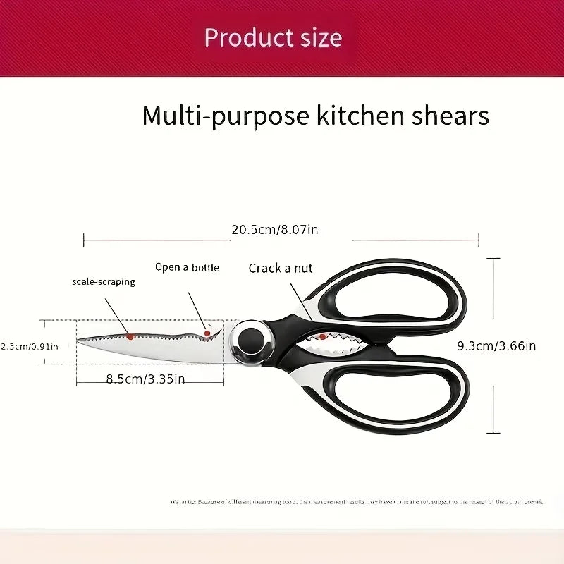 Tijeras de cocina de acero inoxidable con cortador de huesos de pollo multifuncional son adecuadas para cocinar, hornear y preparar comidas