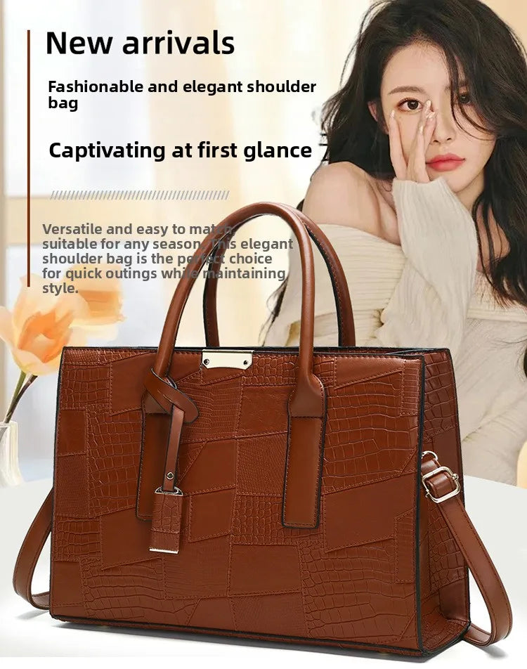 Trendy Lizard Pattern Mother-Daughter Handbag Summer 2025 Vintage Style Women's Tote Shoulder Bag Crossbody Bag Large Size
