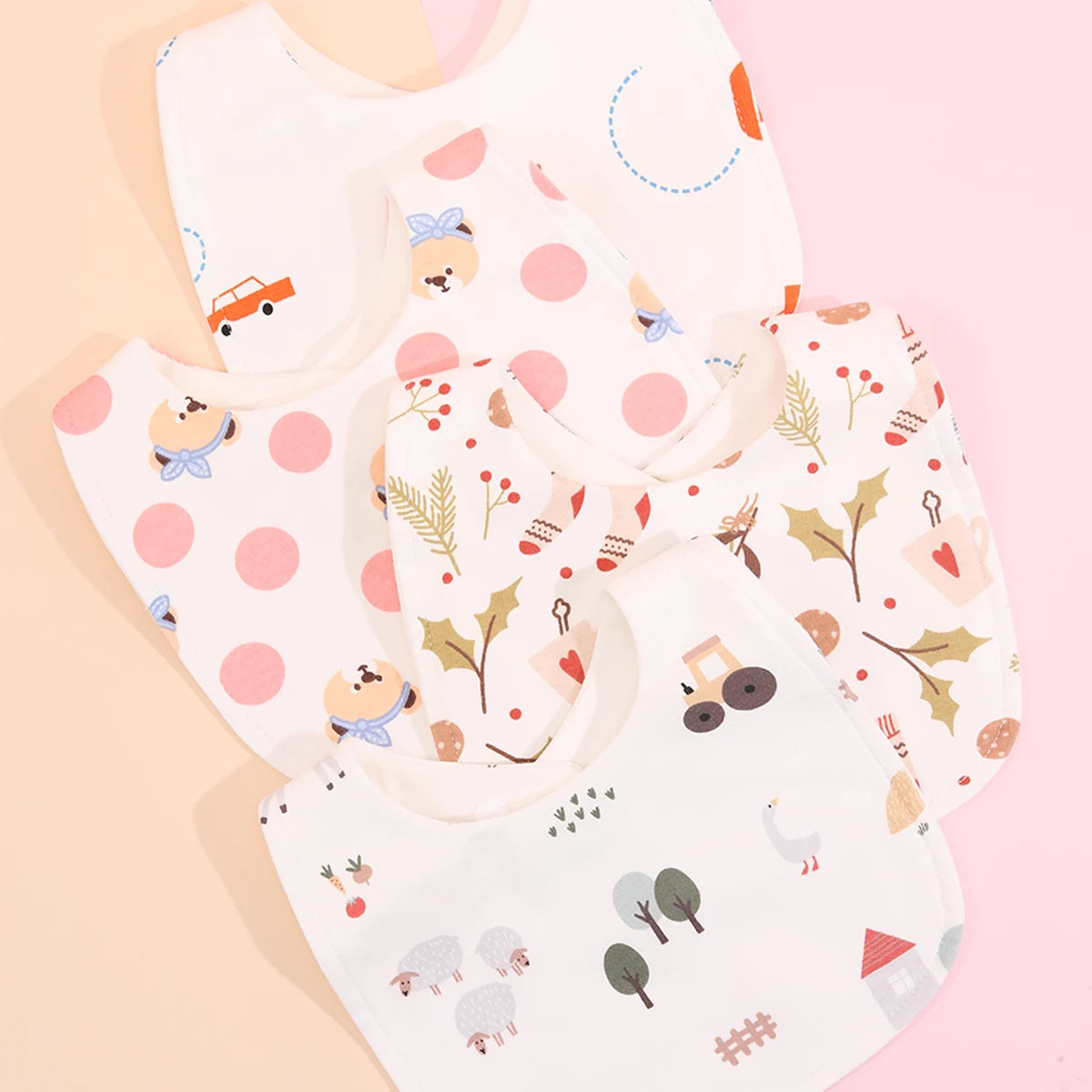 Cotton Soft Baby Adjustable Bandana Bibs Set Of 4 For Newborns And Toddlers Dribble Bibs