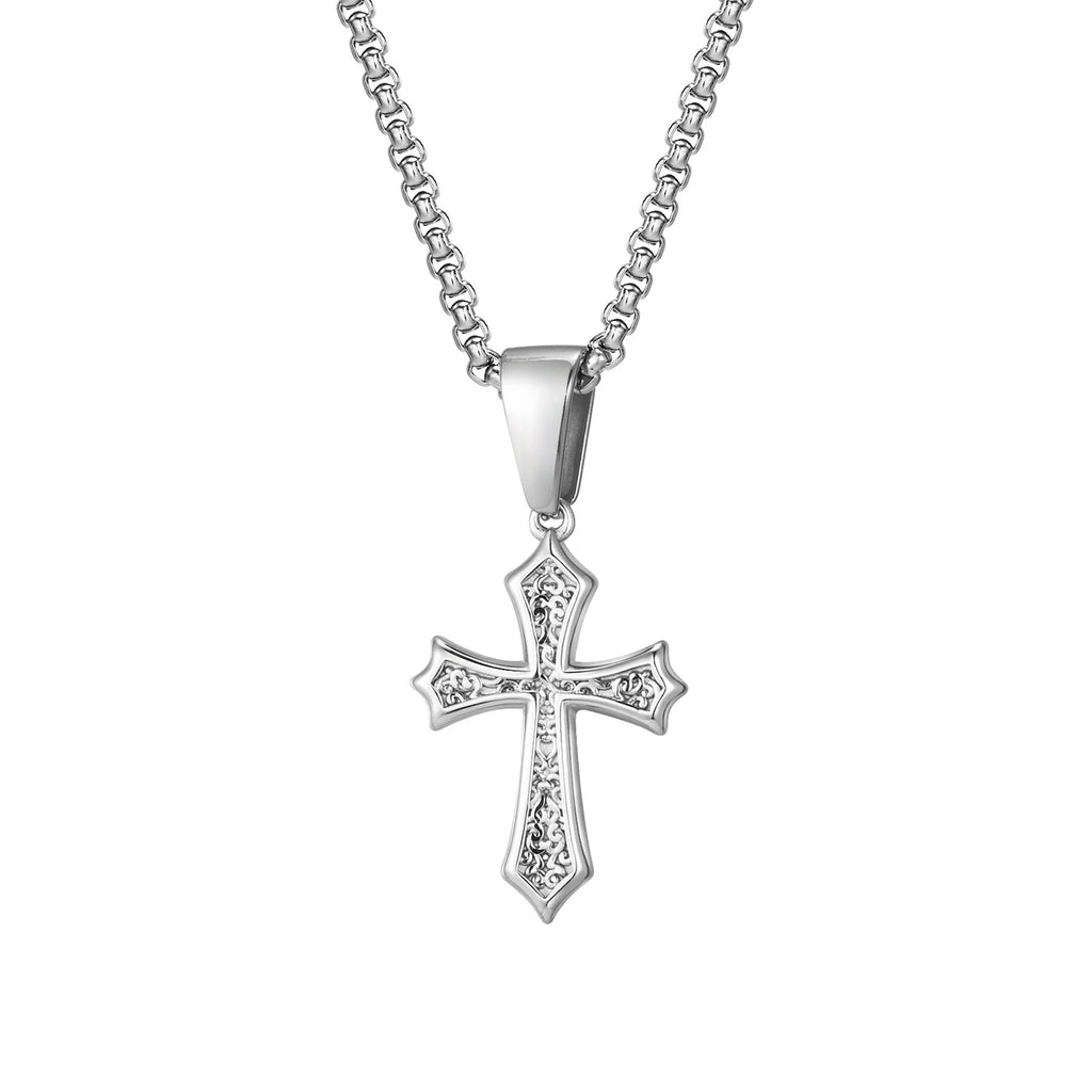 Vnox Small Stainless Steel Cross Necklaces, Retro Personality Pendant Accessories, Religion Faith Jewelry