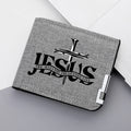 Men's Canvas Wallet with JESUS Pattern Personalized Design Multi-Card Slot Zipper Coin Pocket Youth Wallet
