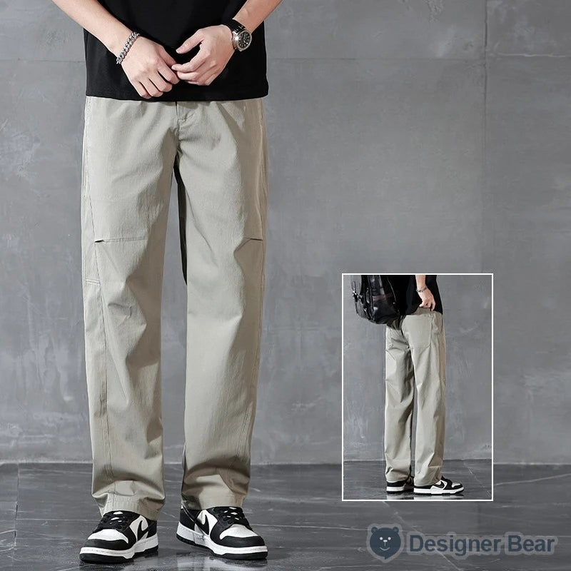 Brand Clothing Spring Summer Thin Men's Casual Straight Trousers Elastic Waist Outdoor Business Solid Color Long Pants Male