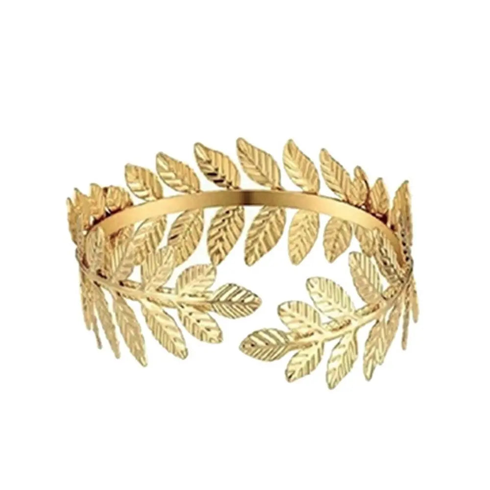 Baroque Women'S'S Wedding Jewelry Set Gold Leaf Design Greek Goddess Hair Jewelry Bracelet Bridal Earrings Rhinestone Jewelry Set