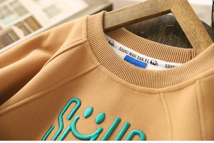 4-12 Years Teen Boys Shrit Spring Autumn Solid Letter Sweatshirt For Kids Handsome Children Sports Casual Pullove