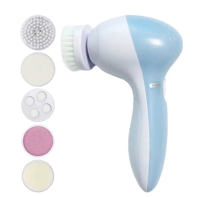 5 In 1 Electric Facial Cleaner Brush Massager For All Skin Types Spa Quality Skin Care Blackhead Cleaning