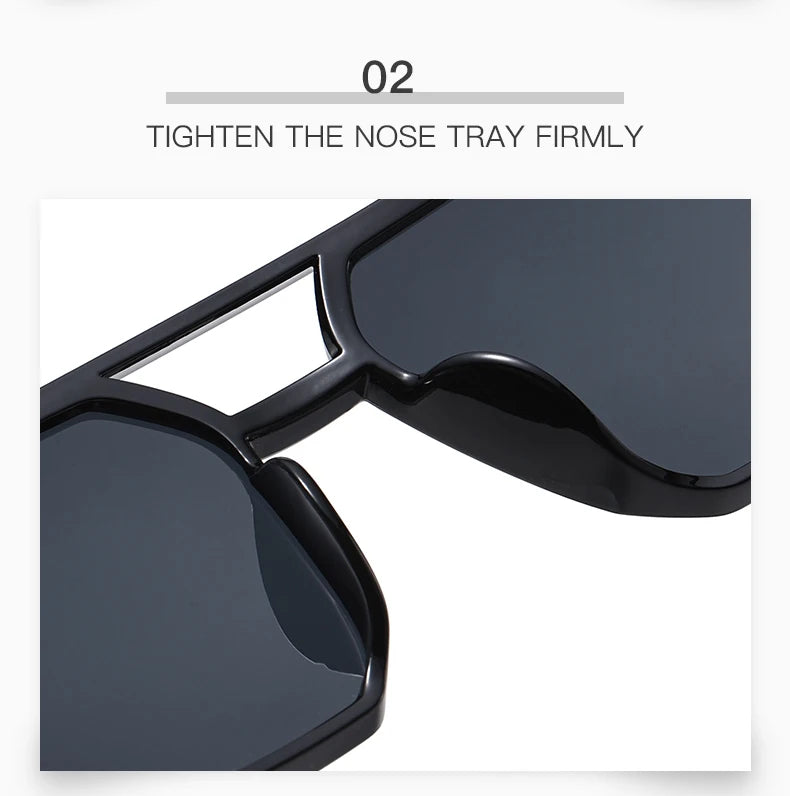 Hiking 3pcs Retro Large Frame Square Anti Light Glasses Classic Double Beam Metal Frame Shades Fashion Men'S Gradient Eyeglasses
