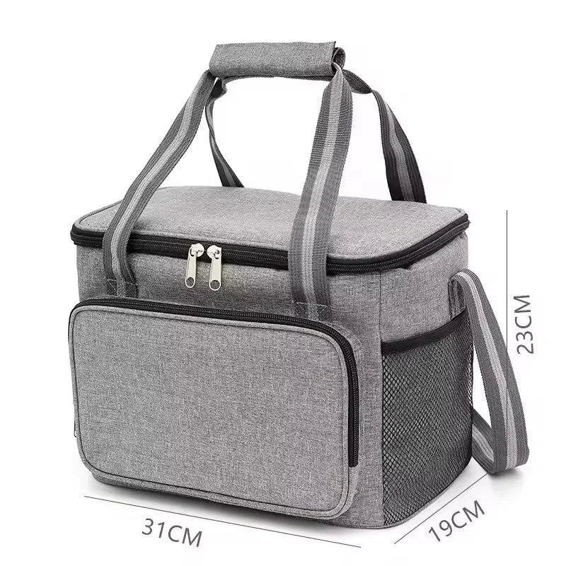 Bolsa Térmica Aislada Grande Negra Impermeable Antifugas Engrosada de Mano/Hombro para Picnic al Aire Libre