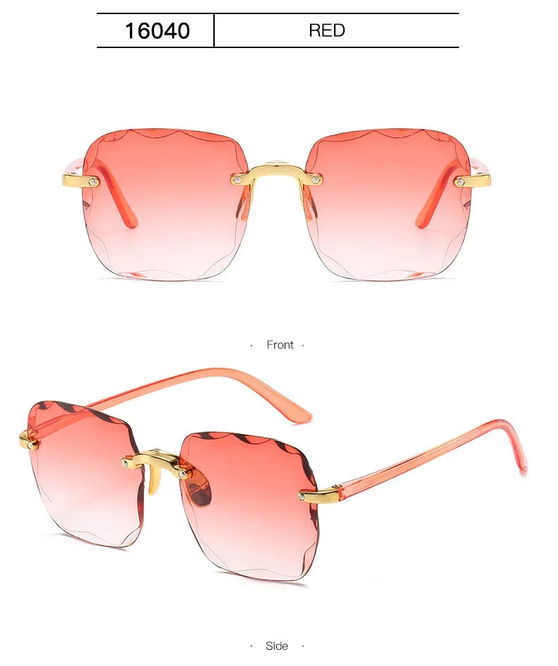 New Rimless Women's Sunglasses Fashion Gradient Lenses Sun glasses Lady Vintage Alloy Legs Classic Designer Shades UV400