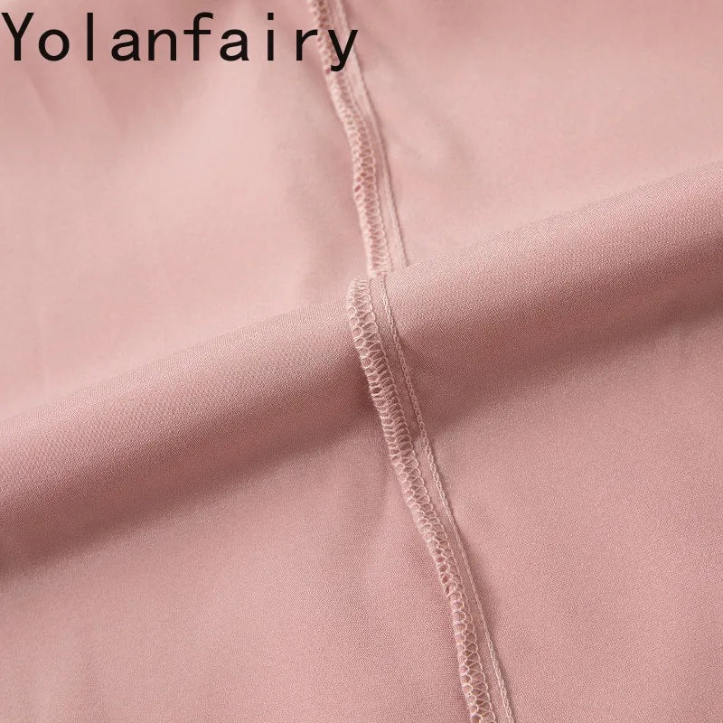 YOLANFAIRY 93% Real Mulberry Silk Pajamas for Woman 2026 Spring Summer High-end Sets Woman 2 Piece Short Sleeve Pijamas De Mujer