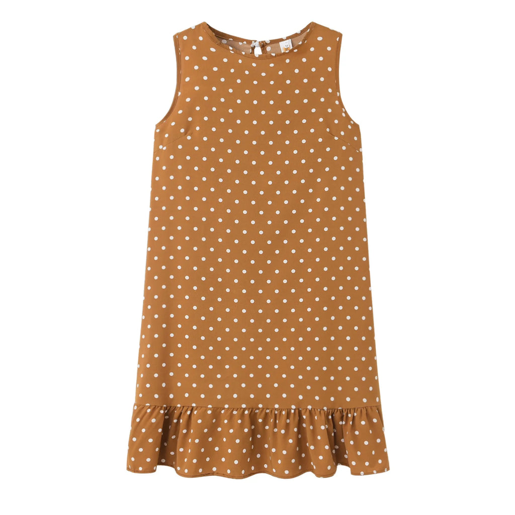 Simple And Elegant Floral Polka Dot Ruffle Dress