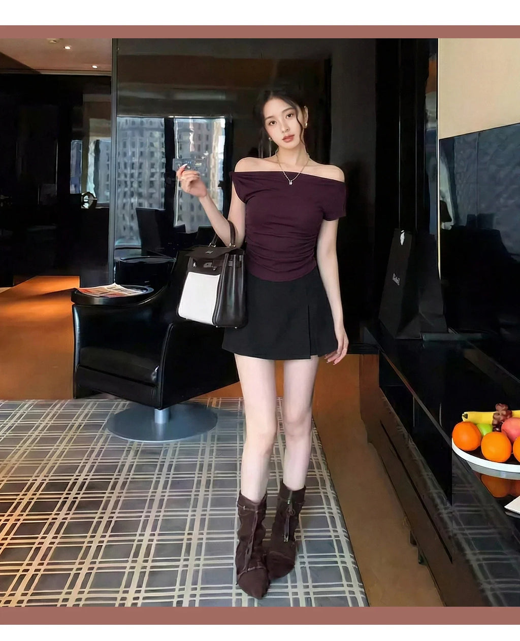White Diagonal Shoulder Short Sleeve Crop Top 2026 Summer Solid Waist Pleated Women T-shirt Korean Style Minimalist Slim Tee