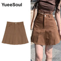 Brown Mini Skirts 2023 New Y2K Vintage High Waist Women Pleated Skirt Chic Sweet Cute Preppy Style Casual 90s E Girl Dance Skirt