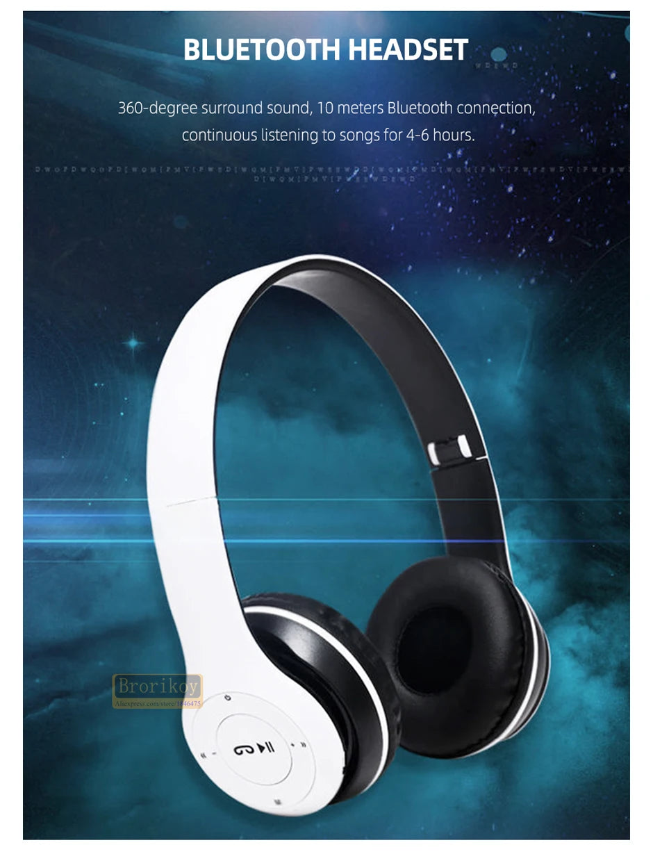 Auriculares inalámbricos P47 Bluetooth 5.0 Auriculares plegables HIFI estéreo graves para música, juegos, auriculares para niños y niñas para iPhone XiaoMi