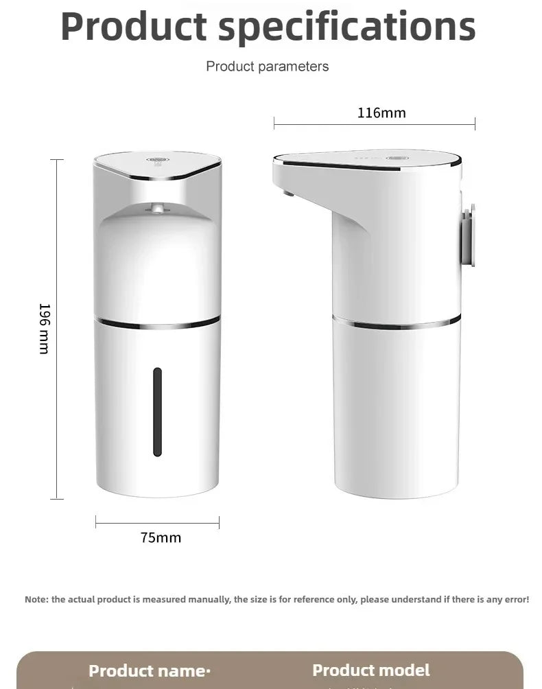 2026 Nuevos dispensadores automáticos de jabón en espuma para baño, máquina inteligente de lavado de manos con carga USB, material ABS blanco de alta calidad