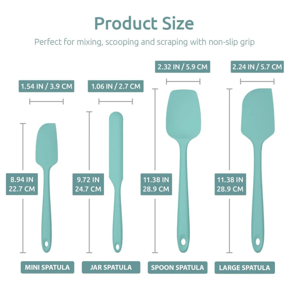 Juego de espátulas de silicona para cocina, espátula de silicona flexible de alta resistencia al calor de 315 °C con mango antideslizante para cocinar, mezclar, hornear, servir y revolver