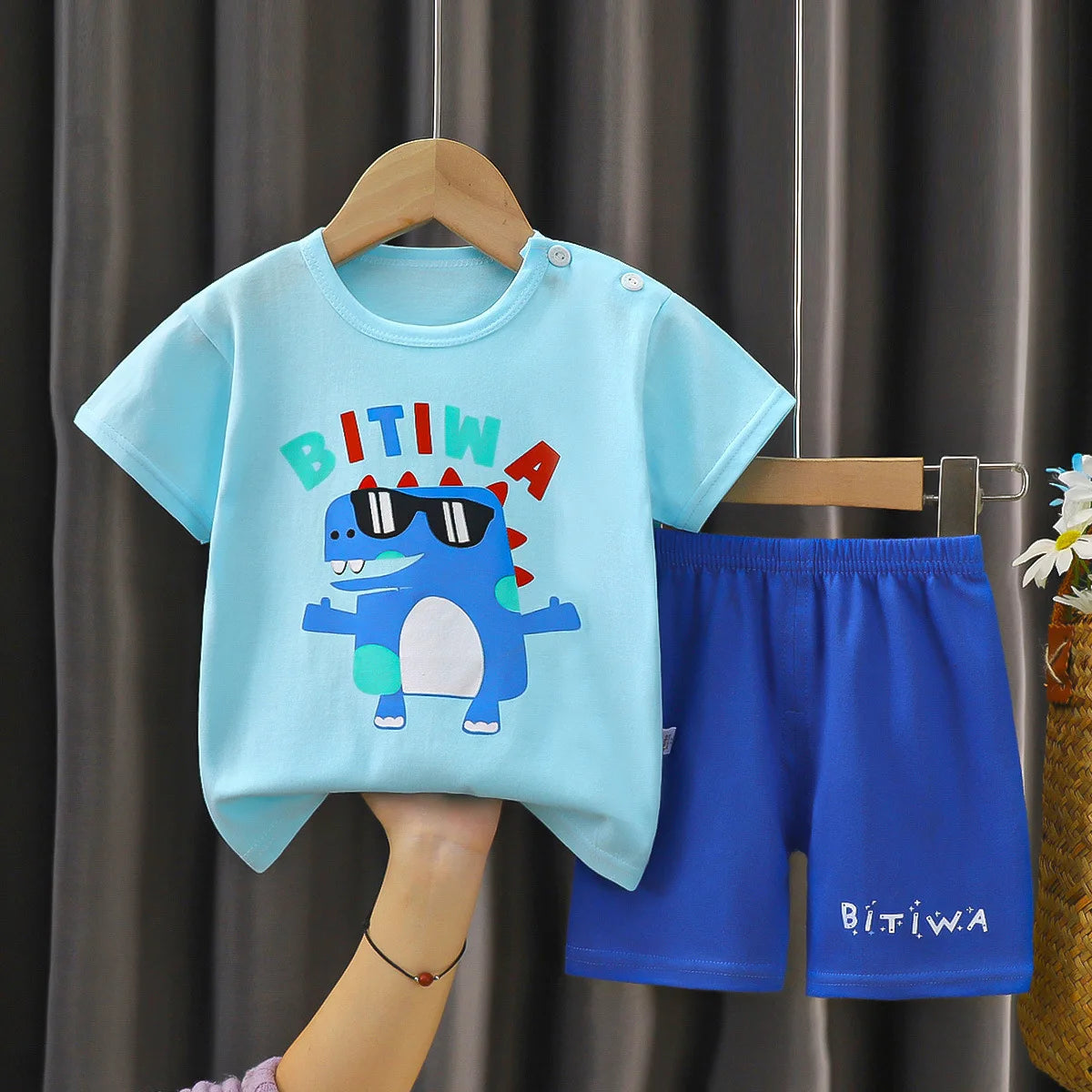 Toddler Unisex Cartoon Cotton 2-Piece T-Shirt and Shorts Set