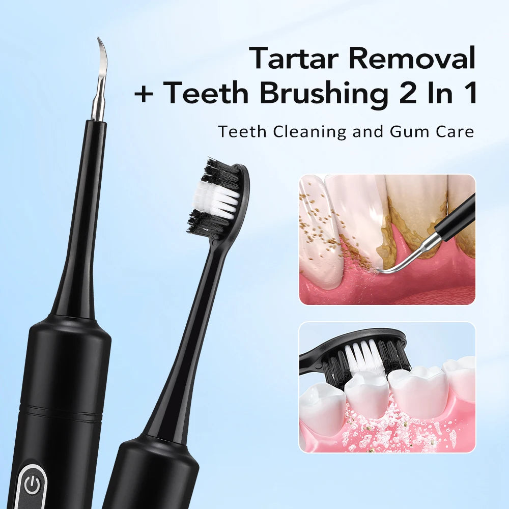 Electric Dental Scaler with Teeth Brush Head Calculus Tartar Remover Vibration Teeth Plaque Cleaner Oral Care Improve Odor